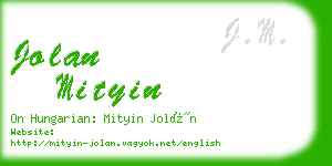 jolan mityin business card